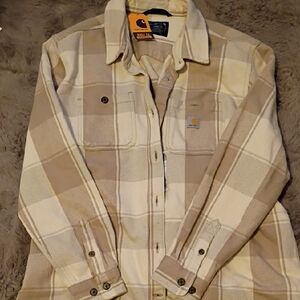 Carhartt Beige and Cream Checkered Shirt Coat